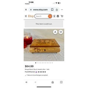 REUGE Music Box From Italy. Music Does Not‎ Work Can't Keep Cranked. (2483)